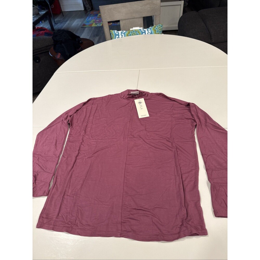 Laurie Felt Sliky Blend Mock Neck Top Dolman Sleeve Size XS Raspberry NEW